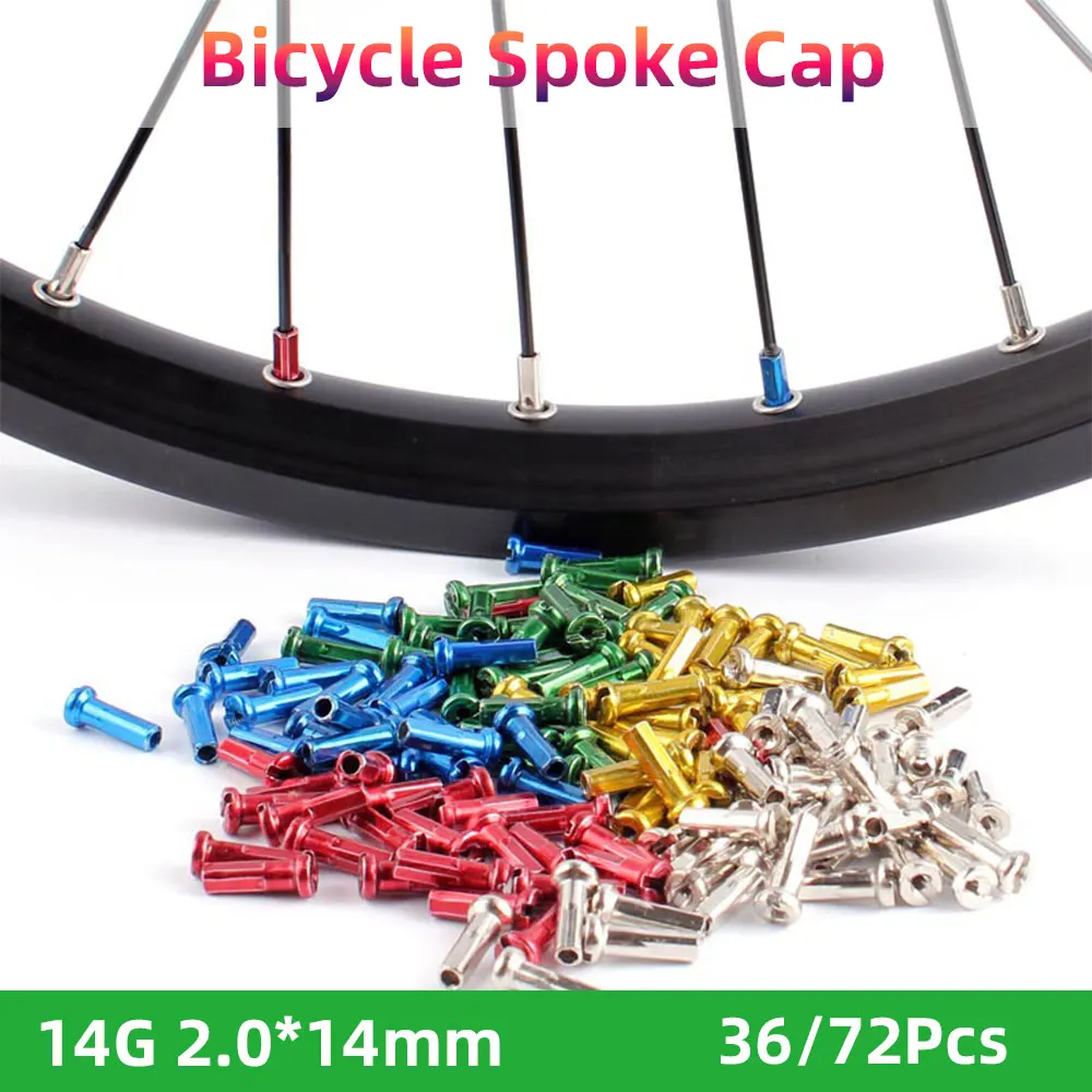 14G Bicycle Spoke Cap 36/72pcs Cycling Wheel Nipples Cap for 2mm 14mm Spoke MTB Road Bike Colorful Wheel Spoke Nipple