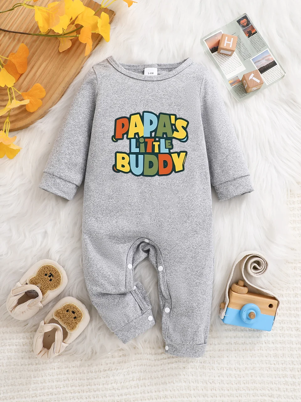 2026 Neuerscheinung: Langärmeliger Baby-Body mit Lustigem Schriftzug, Knopfdesign, Pflegeleicht, Ideal für Frischgebackene Eltern