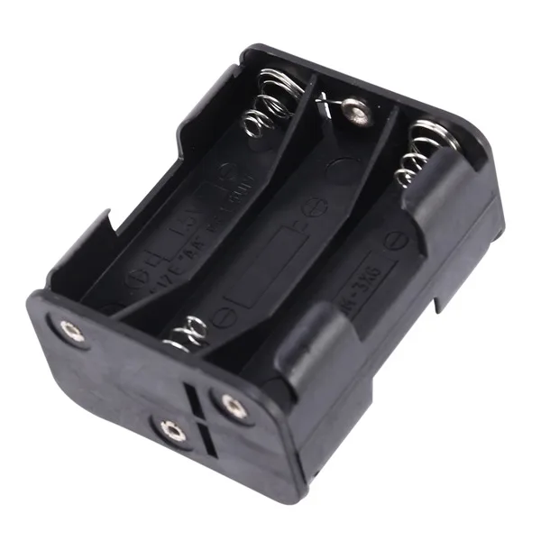 Double Side Spring 6 x 1.5 V AA Battery Holder Case Box Black Battery Container Organizer Box Case