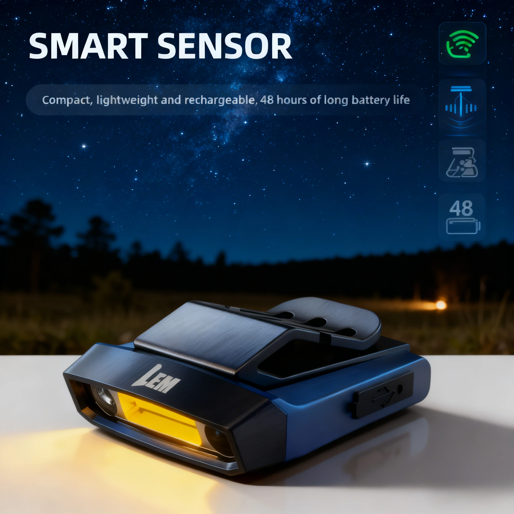 Ultra Bright Clip-On Fishing Headlamp - Rechargeable Sensor Light Long Battery Life