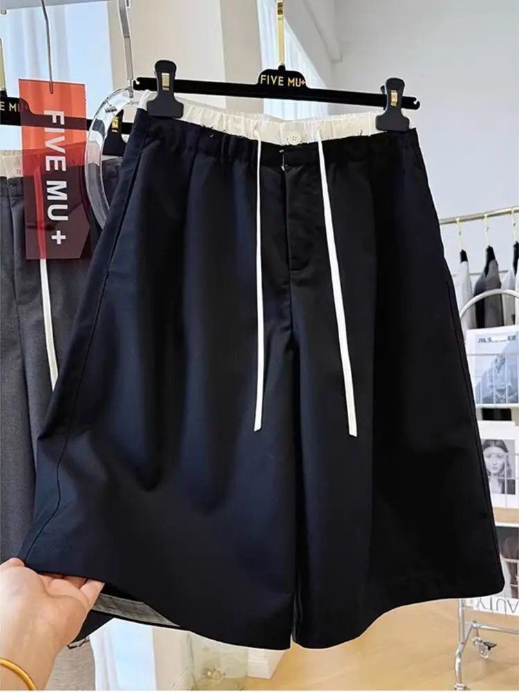 

High Waist Straight Leg plus Size Casual Wide Leg Drawstring Capri Pants American Style Summer Comfortable Breathable Women's...