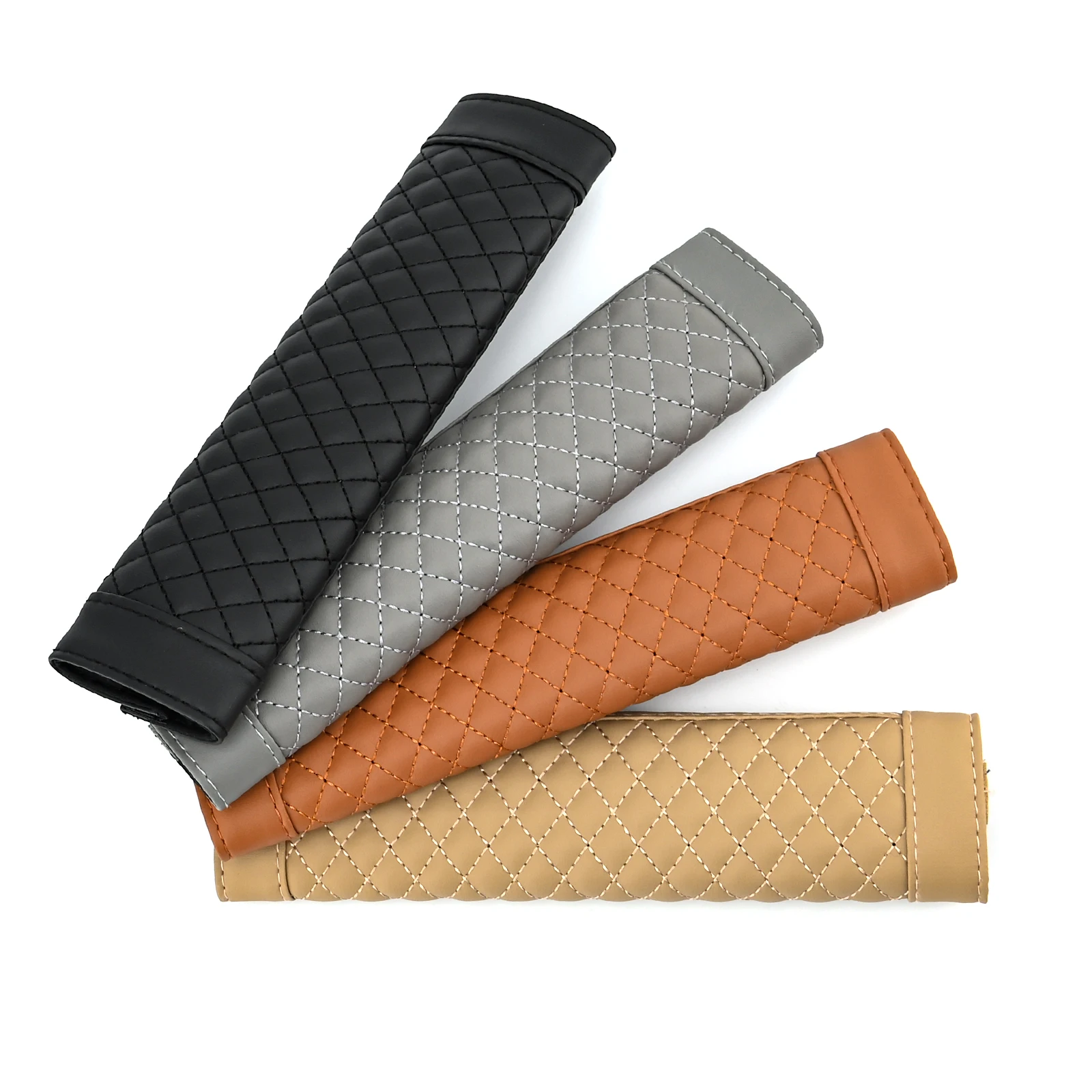 Leather Car Seat Belt Shoulder Cover Embroidery Wear-resistant Non-slip Leather Safety Cover Car Interior Decoration Products