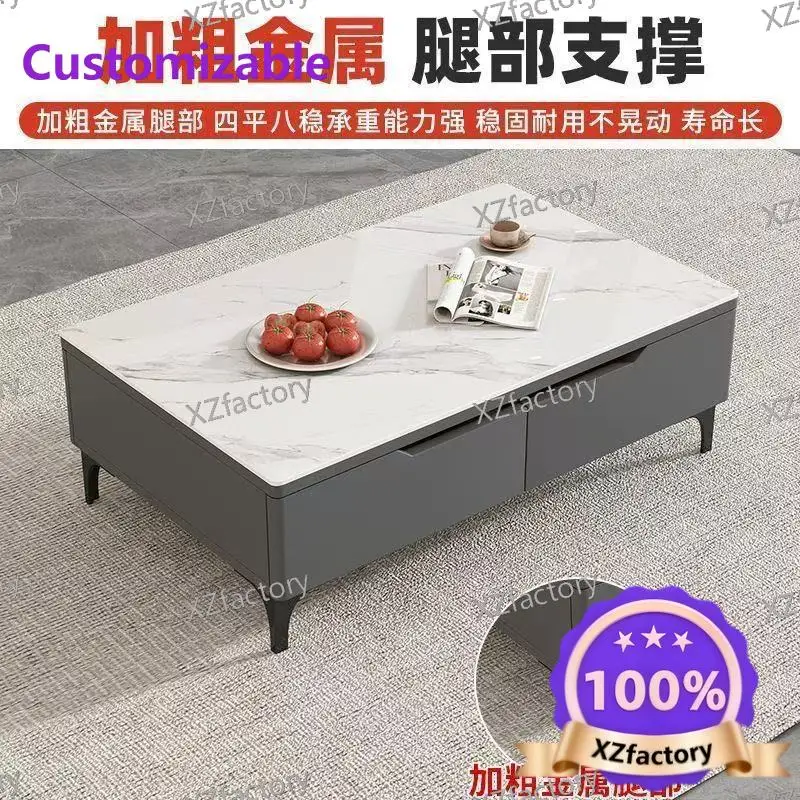 Factory Direct 2026 Top RatedRock slab TV cabinet Coffee table TV cabinet combination set Living room TV cabinet Nordic light lu