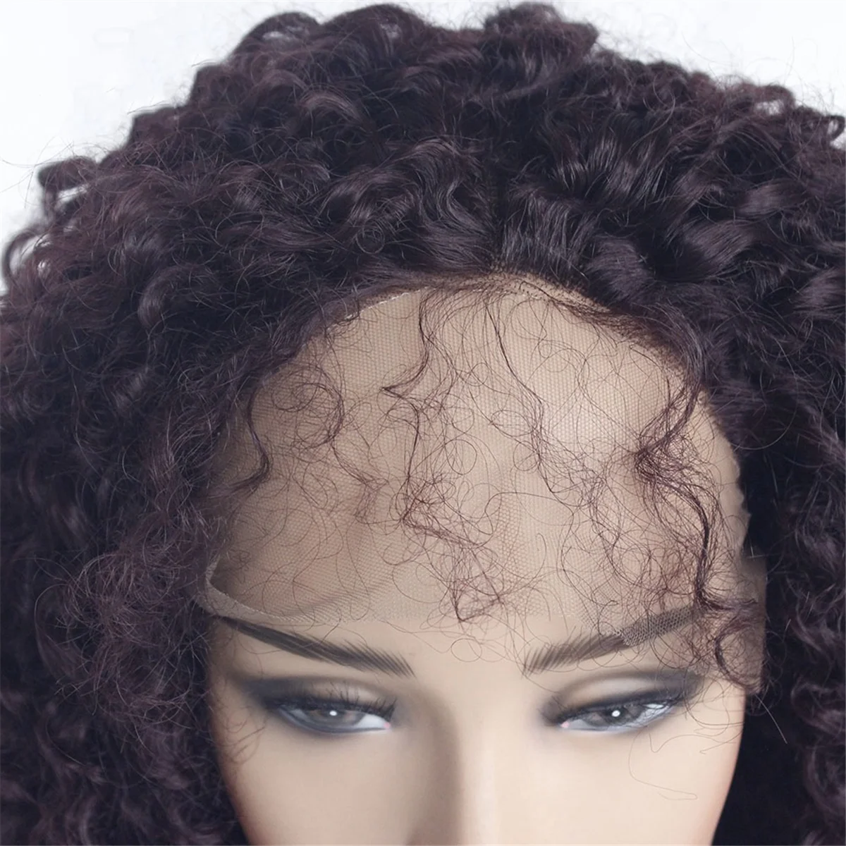AT53 14 Inches Loose Curly Deep Wave Lace Front Wig Heat Resistant Synthetic Middle Part Wig for Women