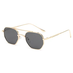 New Fashion Double Bridge Metal Frame Sun Glasses Driving Sunglasses Male Vintage Black Pilot Eyeglasses UV400 Female