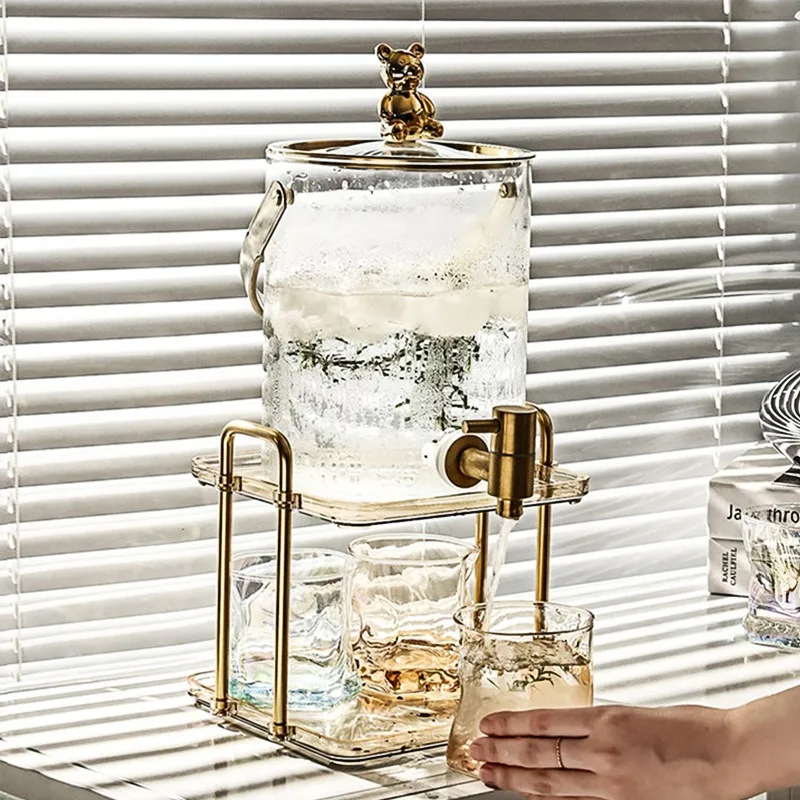 Nordic wind belt faucet glass cold kettle, new creative drinking tank, simple beverage bucket set in household living room