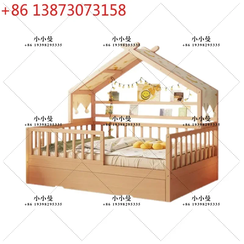All solid wood children's girl princess with trailer guardrail children's room single bed