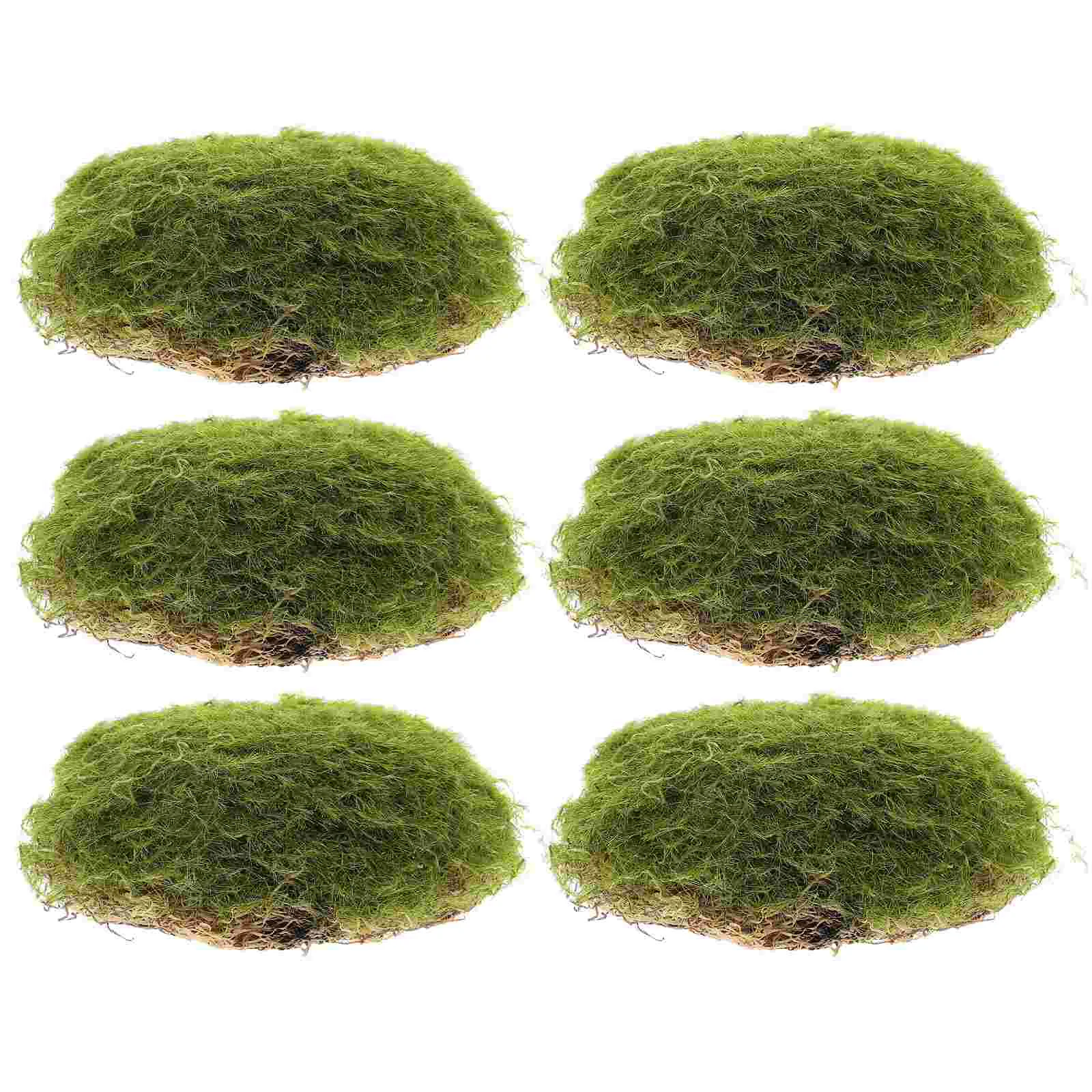 

6 Pcs Moss Artificial Block Micro Landscape Stones False Potting Office Decor Ornament Green DIY Fake Mold