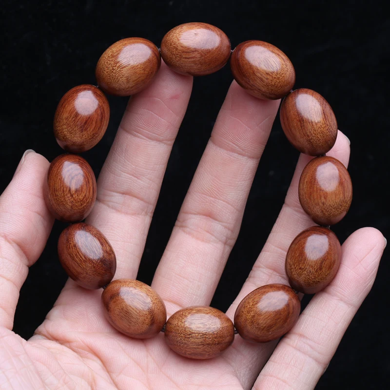 Natural Walnut Bracelet 15mmx20mm Olive Shaped Gift Bracelet Beaded