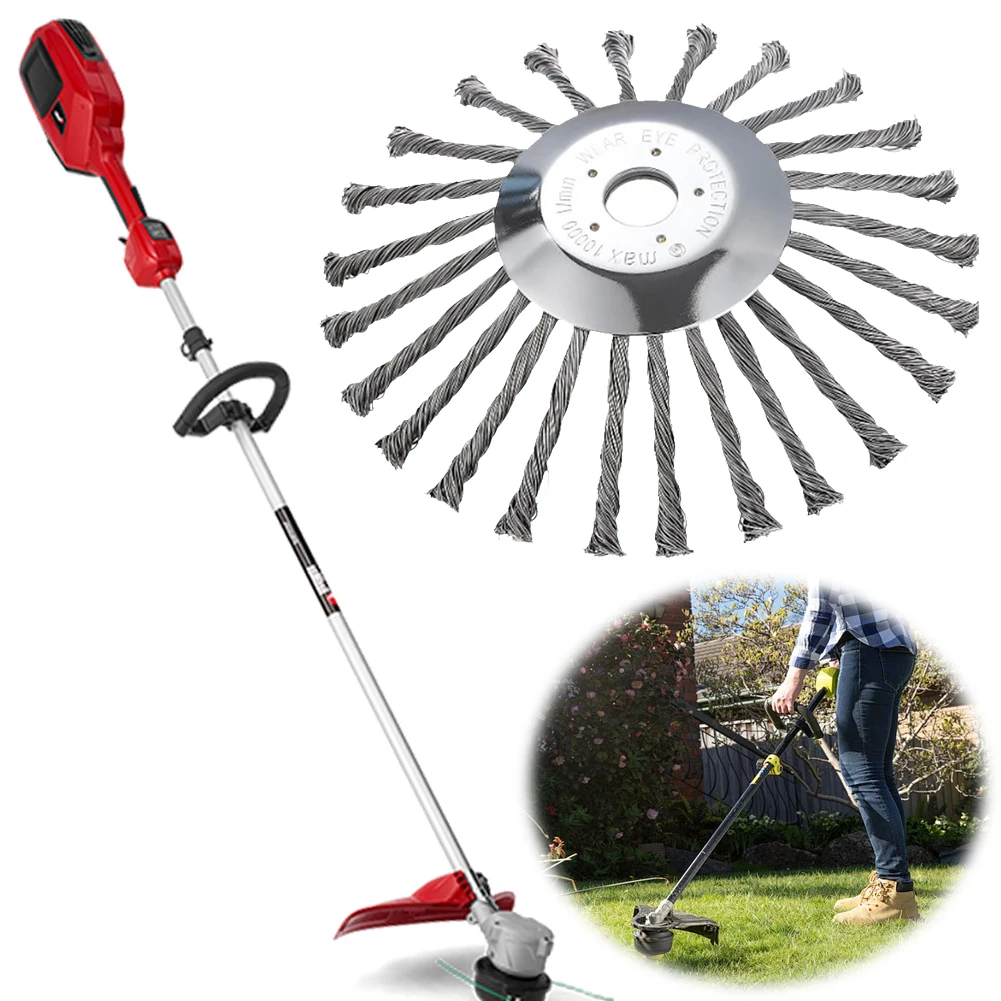 

10inch Derusting Weeding Wheel Universal Garden Weeding Brush Removal Rust with Adapter Kits Lawn Mower Brush Cutter Accessories