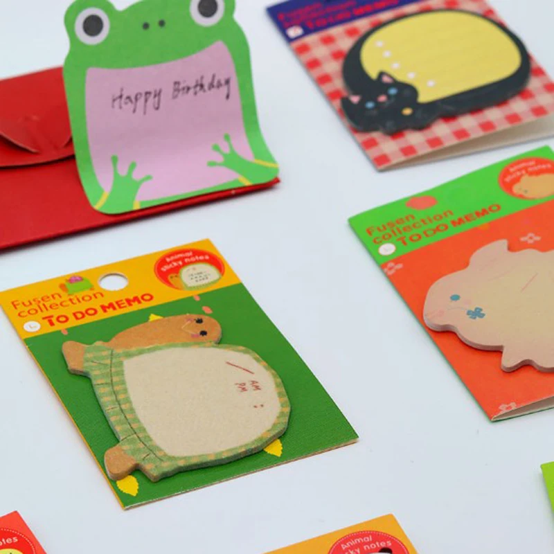 22pcs Cartoon Animals Cute Sticky Notes Note Paper segnalibro creativo autoadesivo Note Paper materiale scolastico messaggio Sticker