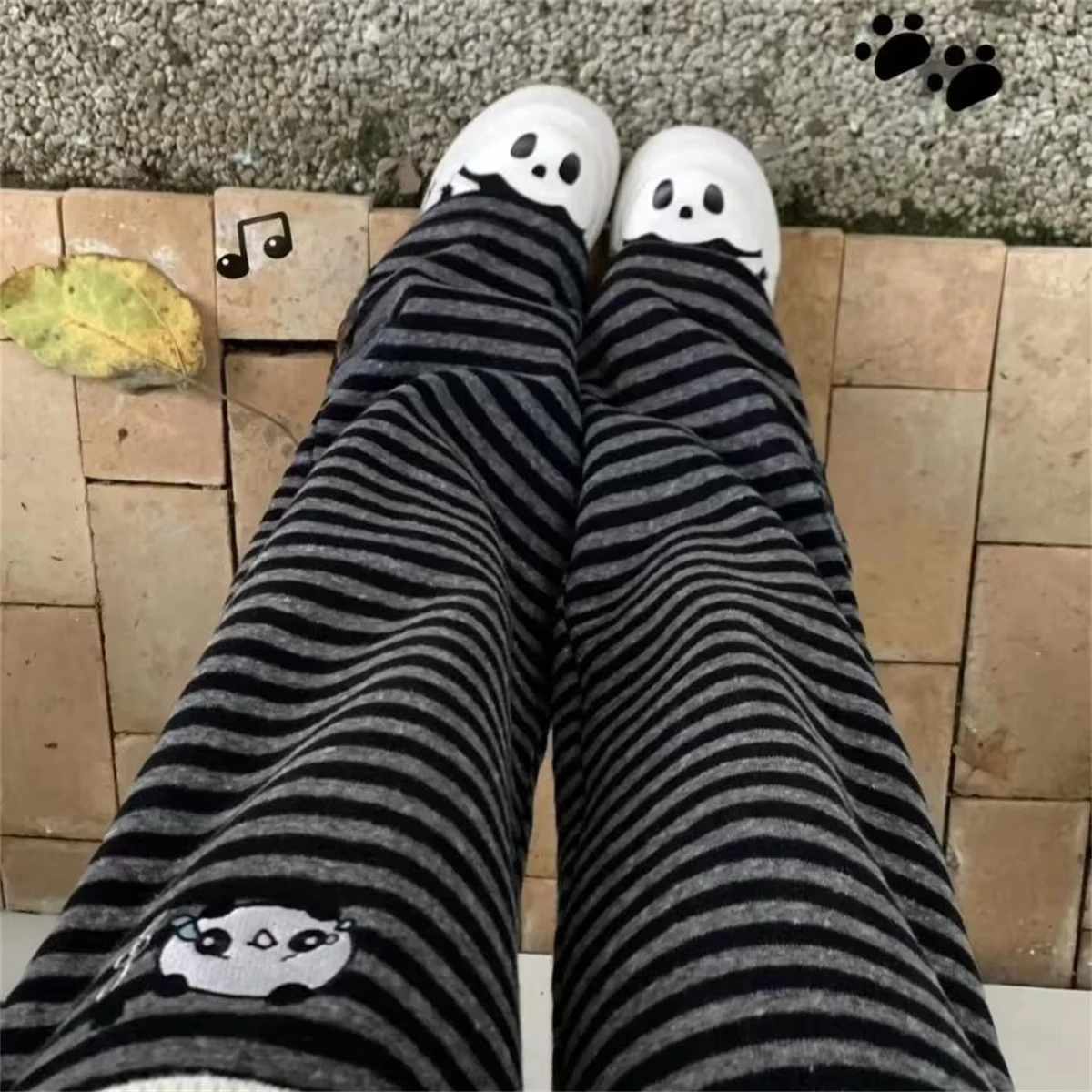 Damen- und Kinderhose mit Panda- und Streifenmuster, Streetwear, Harajuku-Stil, Damen-Sweatpants, Y2k-Kleidung, lässig, japanisch, Kawaii – Detail 10