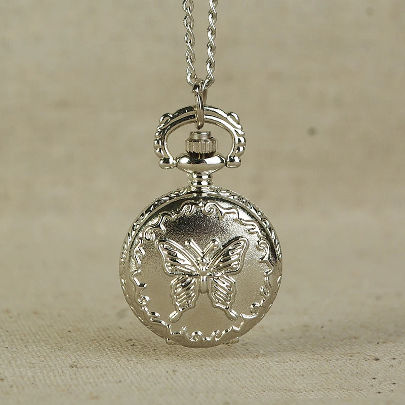 Vintage Small Quartz Pocket Watch for Men Women Bronze Roman Numerals Case Fob Chain Pendant Necklace Clock for Collection Gift