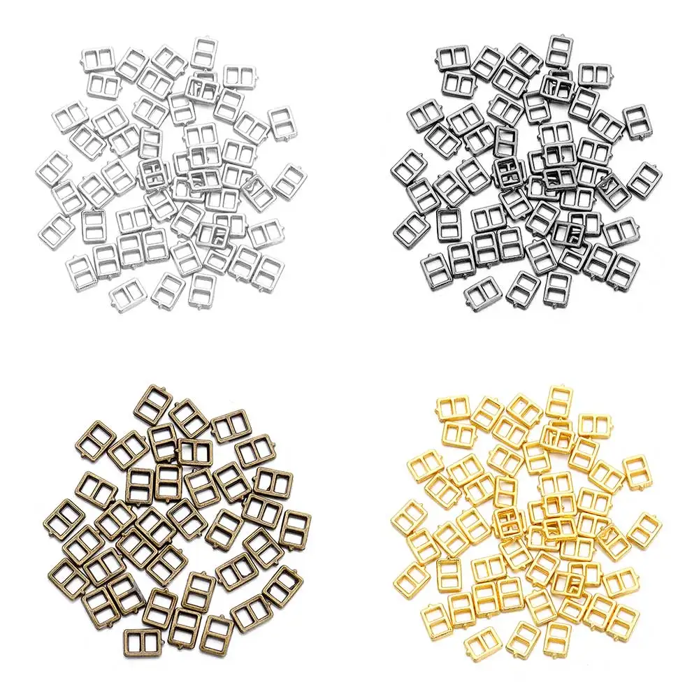 100Pcs Mini Metal Tri Glide Buckles For Doll Belt Bags Clothes Roller Pin Buckles Strap Slider Adjuster For Sewing Dolls Toys