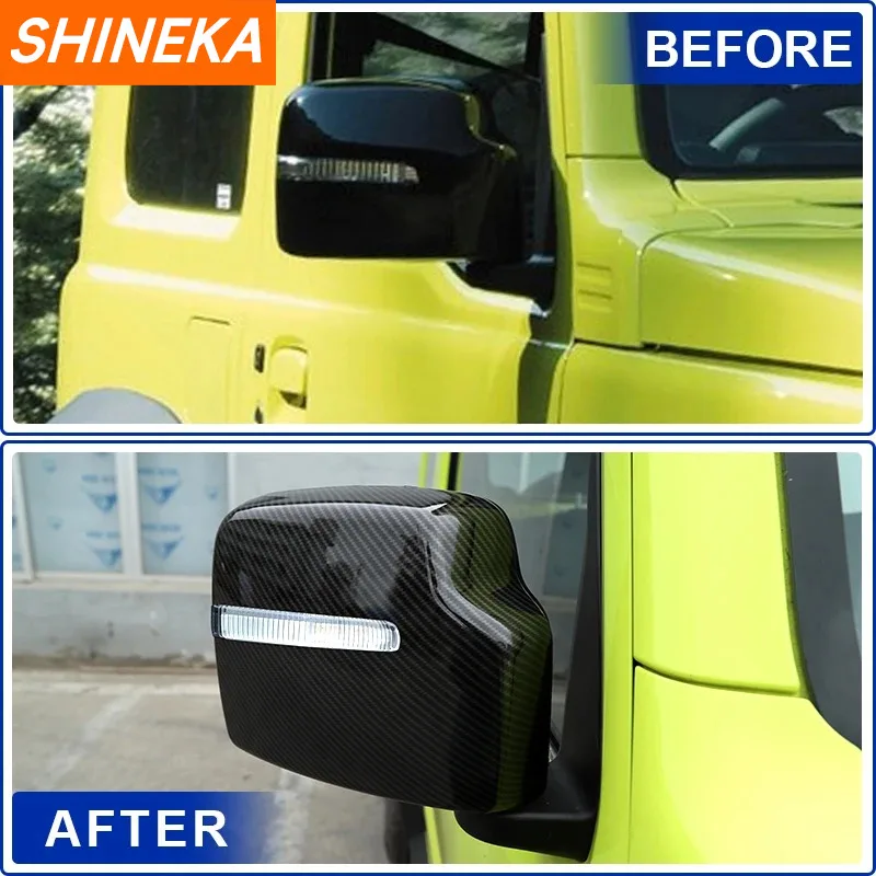 SHINEKA Car Rearview Mirror Shell Decoration Cover Trim for Suzuki Jimny JB64 JB74 2019 2020 2021 2022 2023 Exterior Accessories