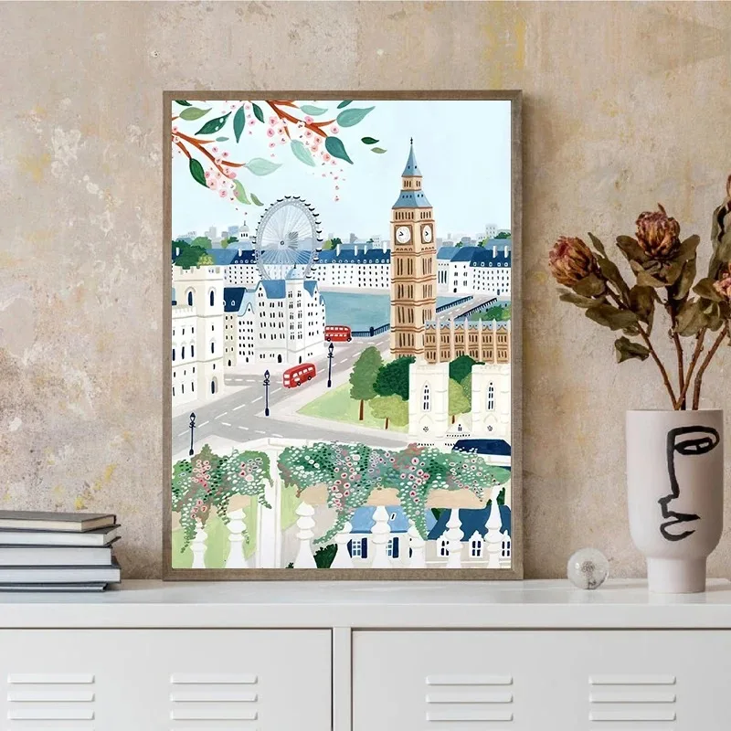 هولندا الزنبق المشارك سانتوريني بوزيتانو إيطاليا أمستردام مدينة السفر ملصق الرسم على لوحات القماش الجدارية يطبع أوروبا ديكور المنزل