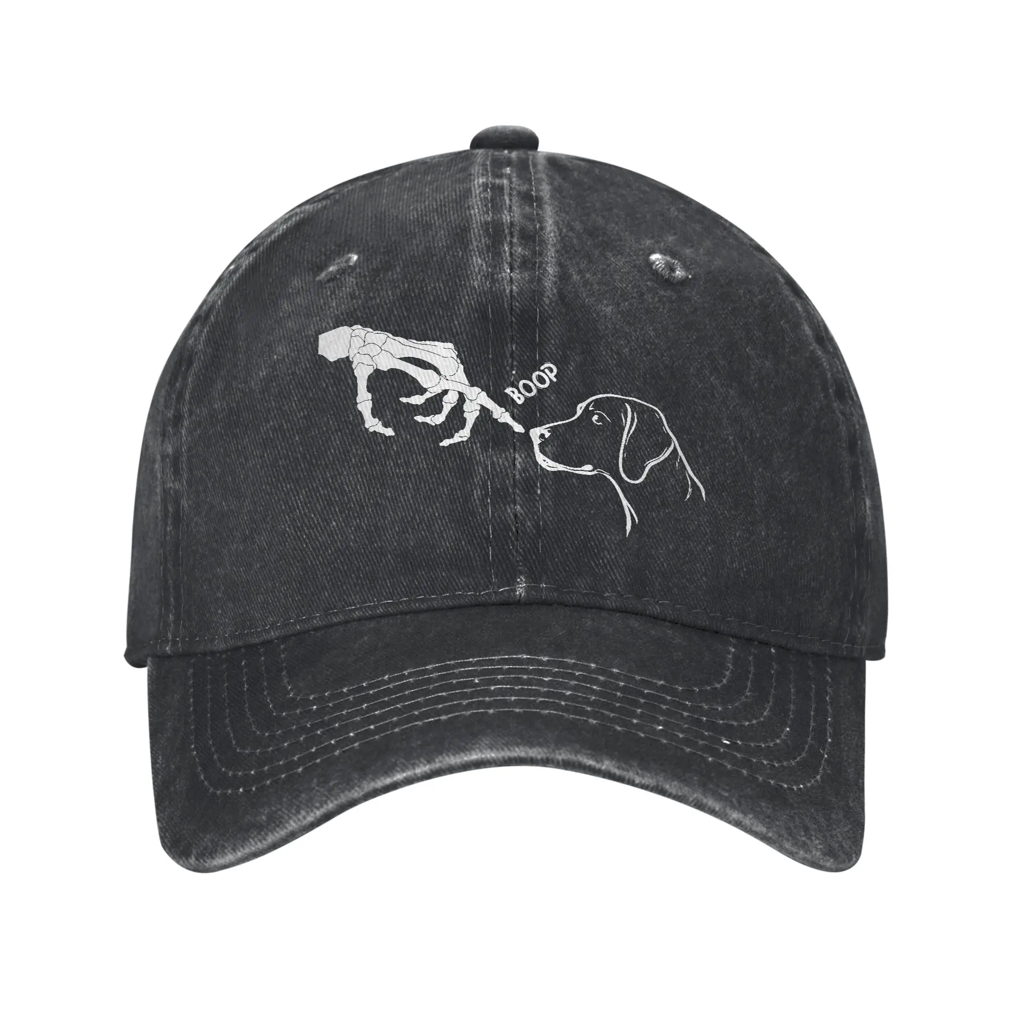 Baseball Cap Dog Scary Skeleton Hand Boop Funny Spooky Halloween Labrador Summer Trendy Trucker Hat Sport Snapback Cap