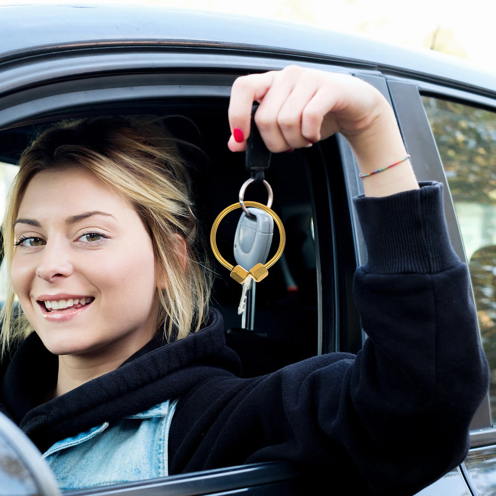 4Pcs Brass Screw Lock Key Rings Flat Metal Split Rings DIY Key Chains for Craft Making Secure Durable Brass Screw Lock Ring