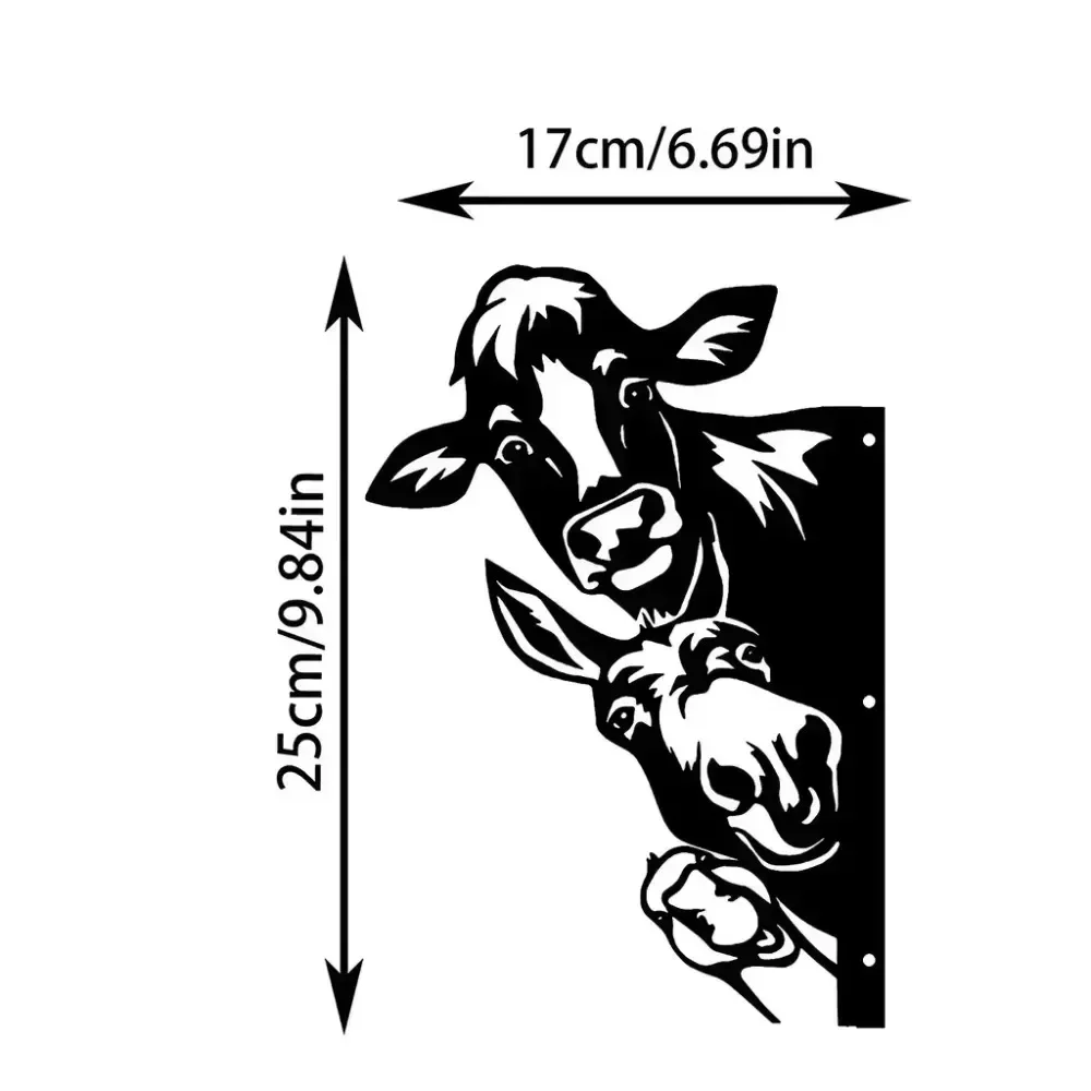 Charming Iron Silhouette of Farm Animals – Cow, Donkey, and Duck for Fence Decor. Lovely Party Garden Ornament