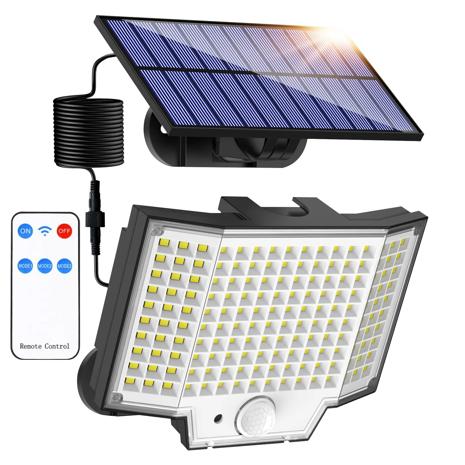 

160LED Outdoor Solar Wall Sconce with Motion Sensor,Remote Control 3 Mode Security Light IP65 Waterproof For Porch Patio Garage