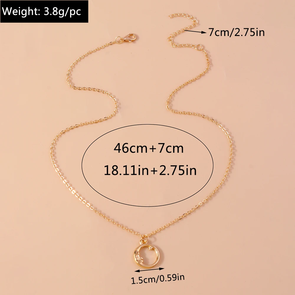 Aihua Exquisite Y2K Gold Farbe Kristall Sonne Mond Sterne Halsketten für Frauen Koreanische Temperament Schlüsselbein Kette Geburtstag Schmuck Geschenk – Detail 21