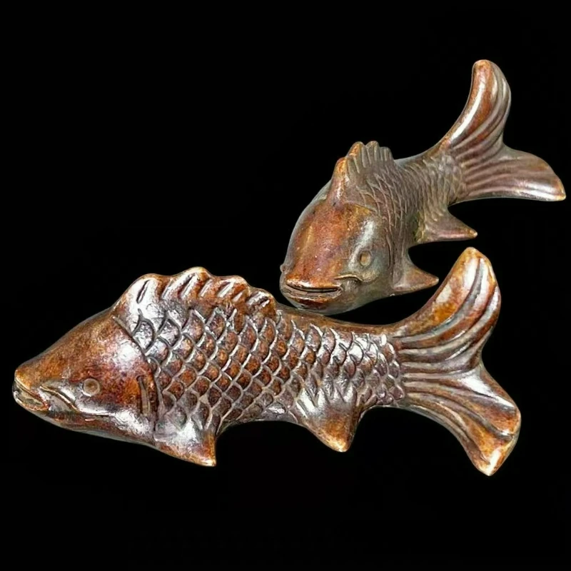 

Retro Copper Sculpture To Attract Wealth Koi Tea Pet Home Furnishings Metal Animal Model Fish Tank Garden Decoration Craft Gift