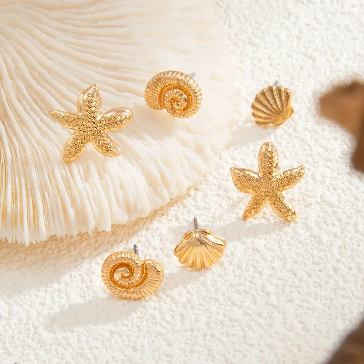 

Ingemark Simple Exquisite Mini Starfish Conch Scallop Stud Earrings Women Summer Beach Holiday Charm Jewelry Accessories Gift