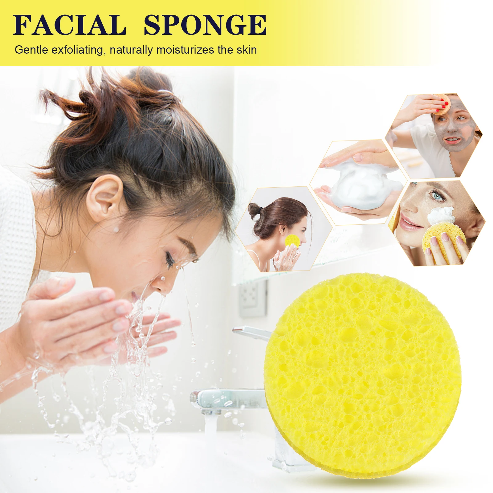 100PCS Natural Wood Pulp Sponge Cellulose Compress Cosmetic Puff Facial Washing Sponge Face Care Cleansing Makeup Remover Tool