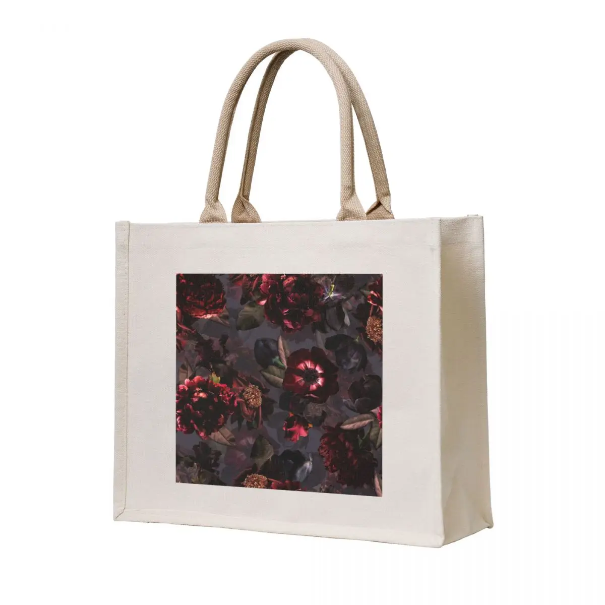 

Dark Purple Gray Midnight Roses Botanical Night Garden Nightgarden Tote Bag Lady bag Fabric bag