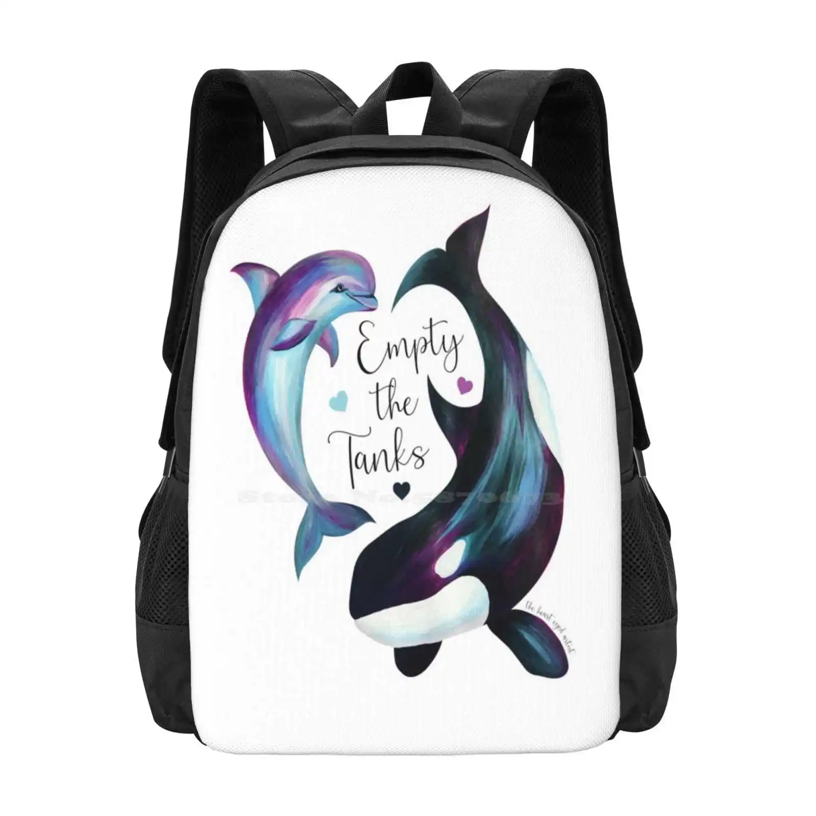 Empty The Tanks | Save Dolphins And Orcas School Bags For Teenage Girls Laptop Travel Bags Orca Dolphin Sea Life Killer Whale