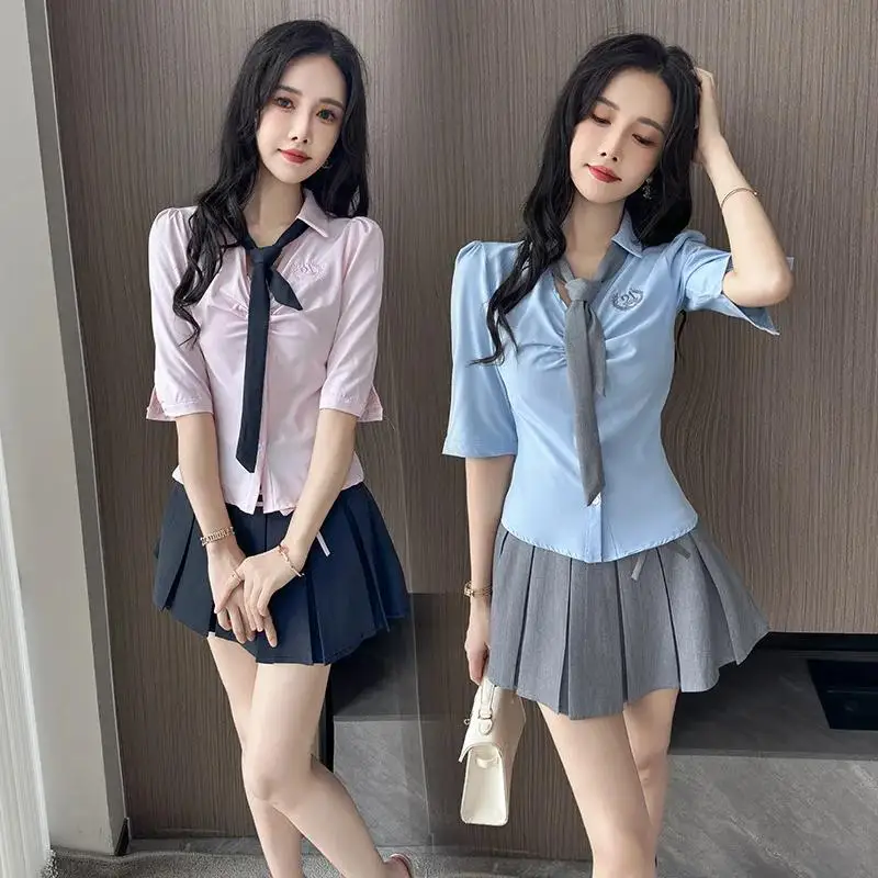 

Woman Work Clothes Shirt Short Skirt Suit Hotel Waiter Beauty Salon Spa Massage Nail Cafe Foot Bath Technician Overalls Uniform