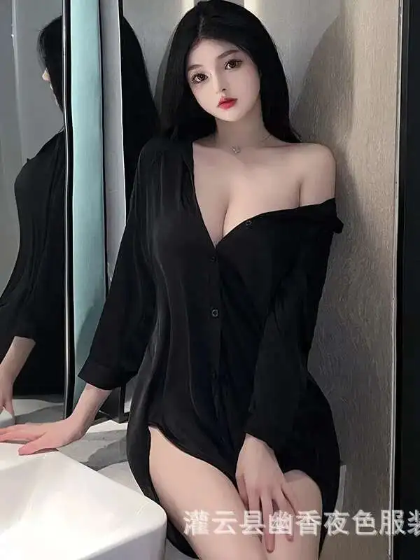 Moda sexy dolce mini abito camicia biancheria intima prospettiva tentazione puro desiderio camicia donna sexy abito sexy elegante top W7OW