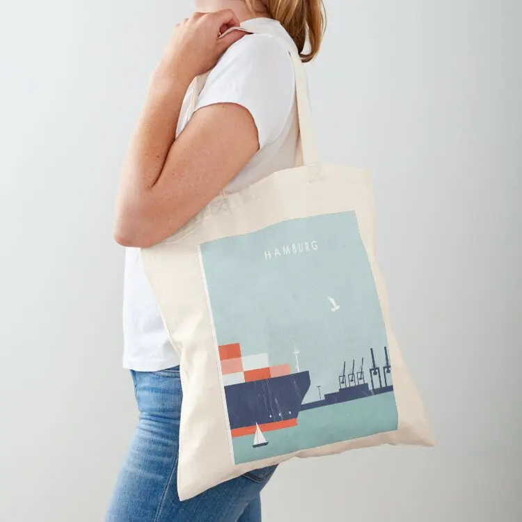 

Hamburg Travel Poster Tote Bag Shopper handbag Fabric bag tote bag woman tote men's
