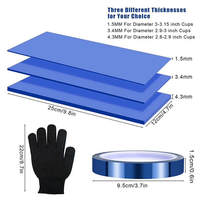 Silicone Sublimação Tumblers Wrap Acessórios, Blanks Garrafa, Produtos para Heat Press, 3 Thins