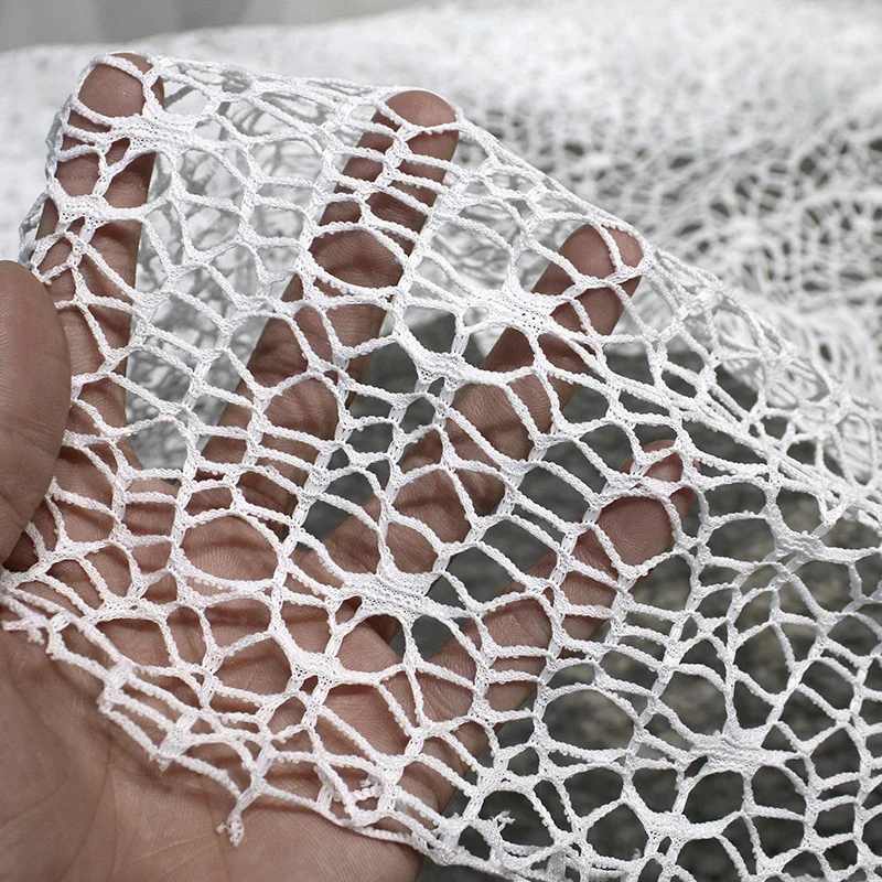 Creative Black White Irregular Fishnet Lace Fabric Mesh Skirt Clothing Handmade Curtain Designer Fabric DIY Sewing