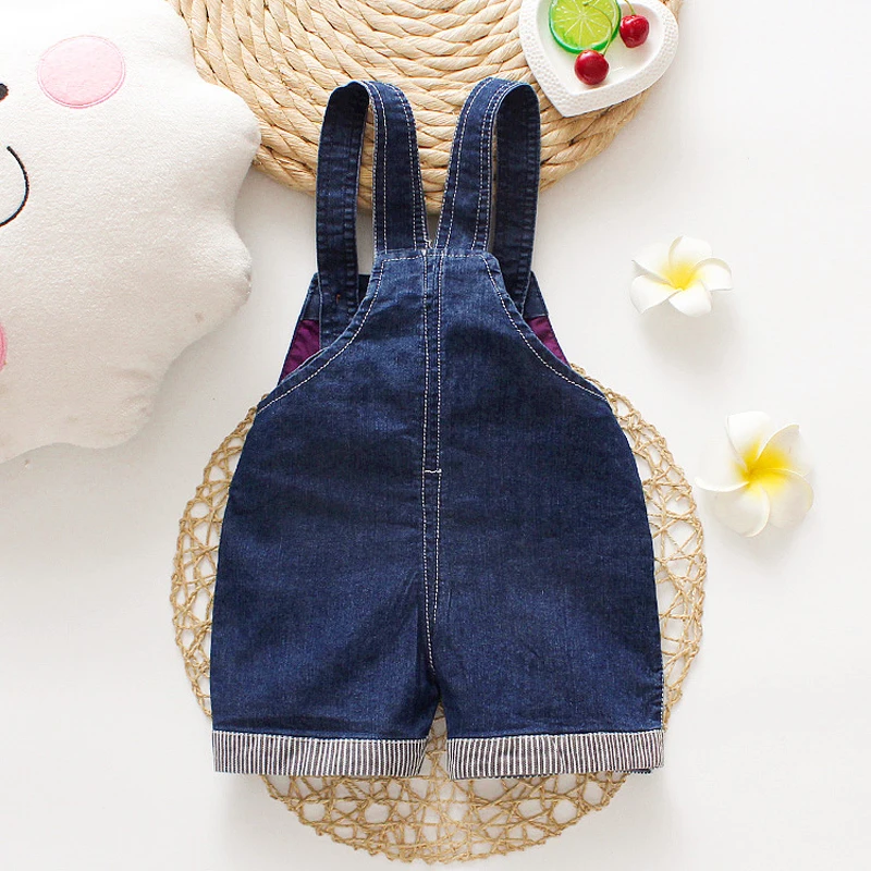 DIIMUU Children Overalls Shorts Boys Girls Denim Jumpsuits Toddler Cartoon Casual Jeans Fashion Playsuits Baby Bottom Clothing