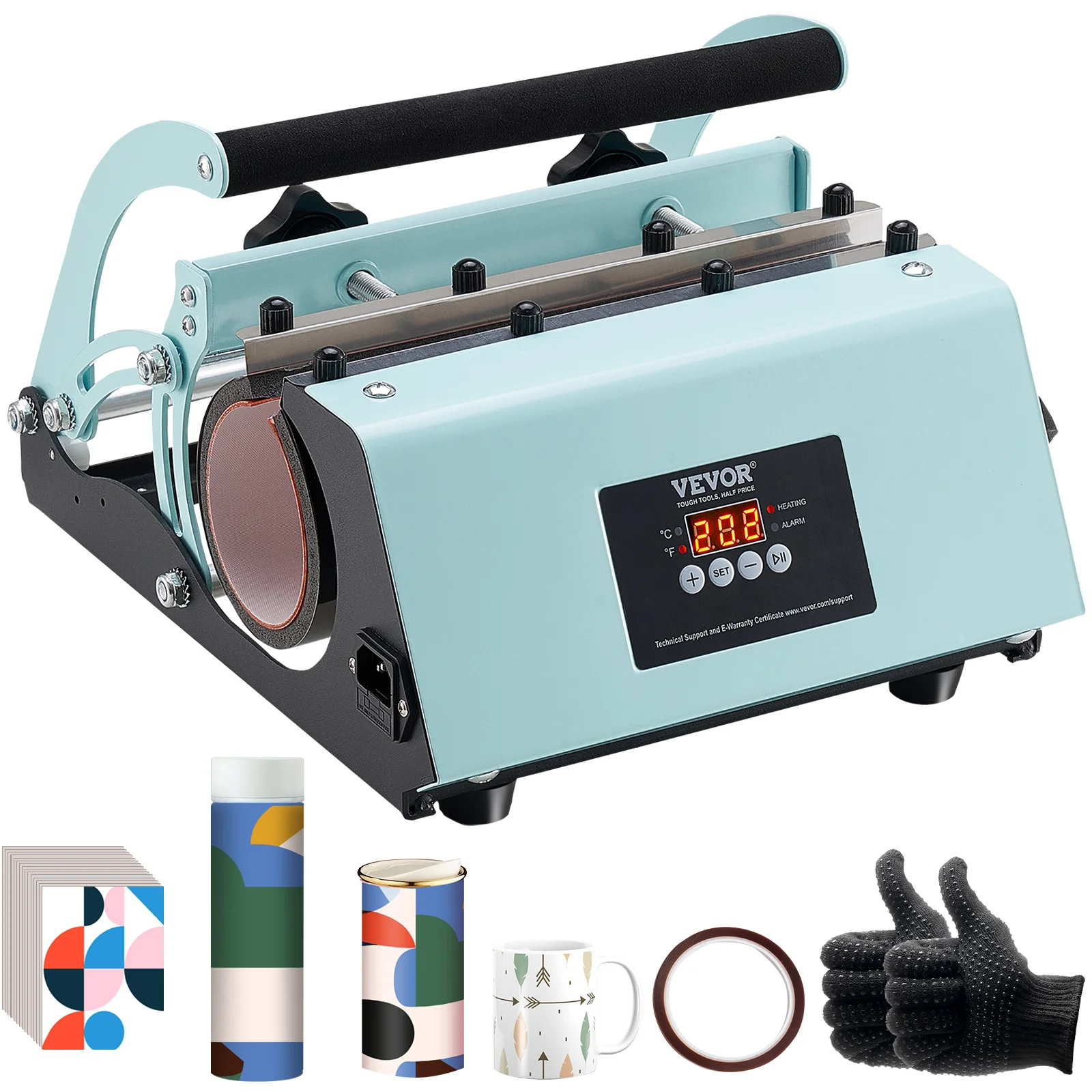 VEVOR Tumbler Heat Press Machine, 11-30oz Mug Press, Heat Up Fast and Even, Tumbler Press with Sublimation Paper,Tape and Gloves