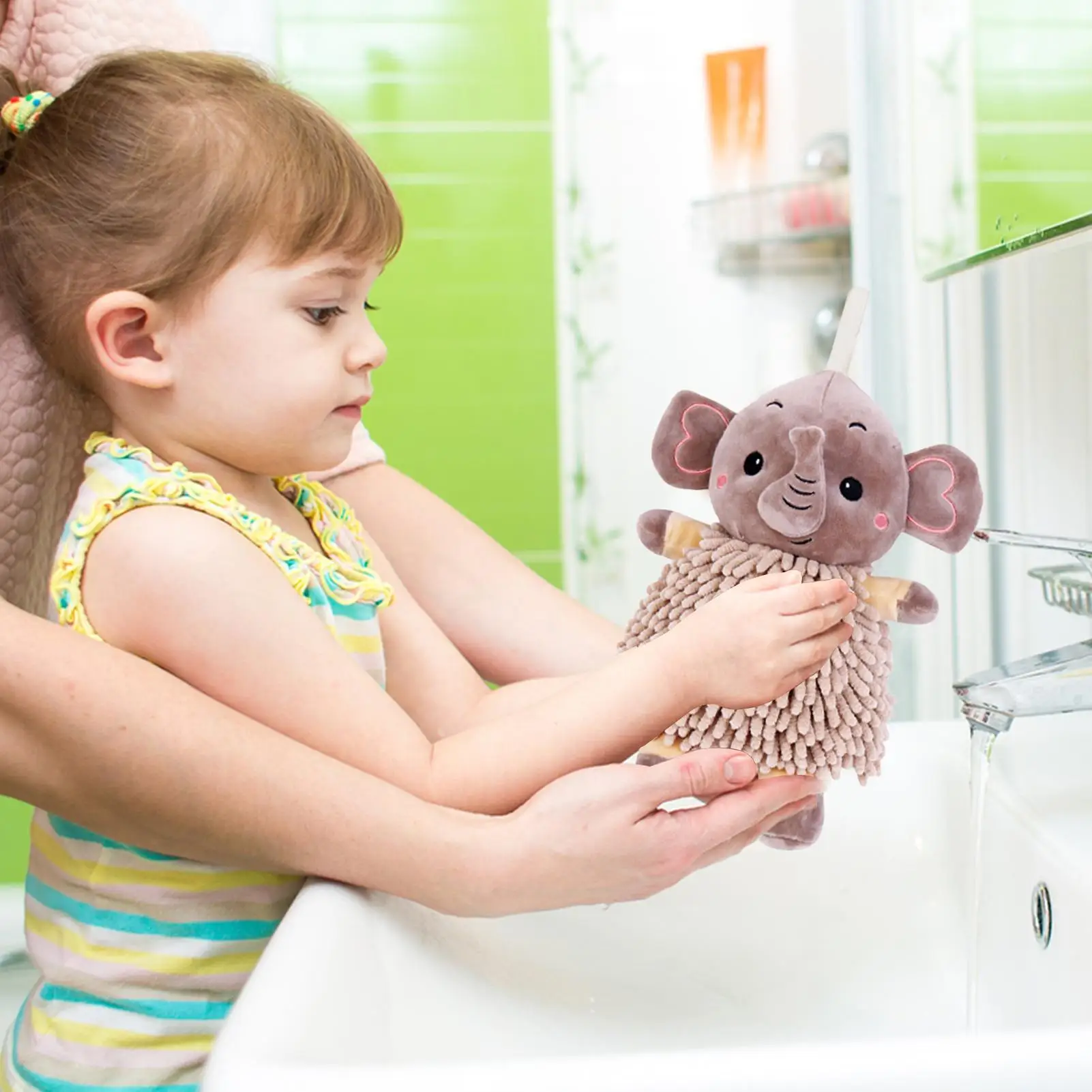 Hand Drying Puff Absorbent Elephant Dry Puff Hangable Quick-Drying Absorbent Hand Towel For Kids Adults Spa Poolside Kitchen
