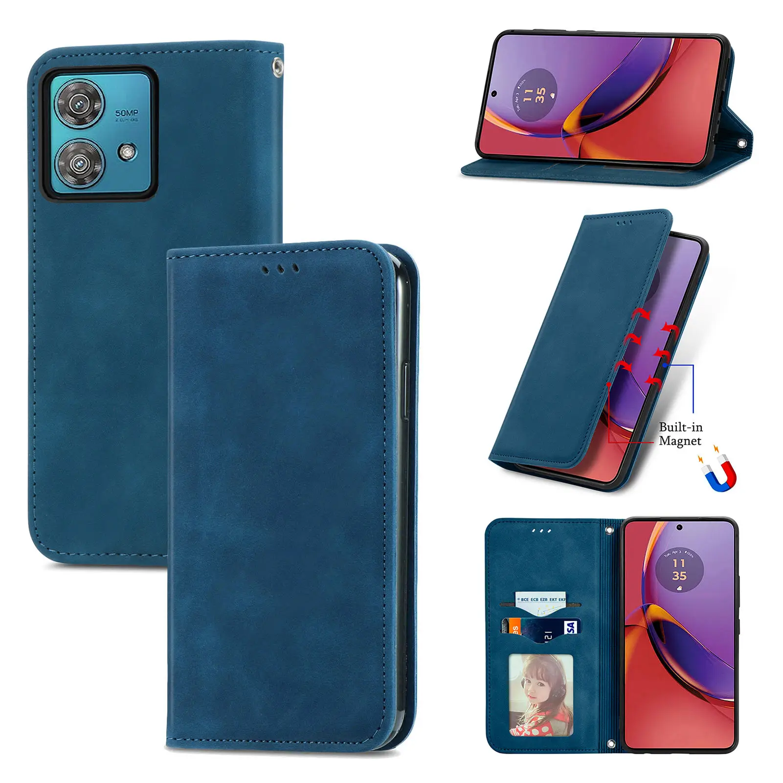 Luxury Skin Feel Leather Card slot wallet Back Cover For Motorola Moto G84 Magnetic closed shockproof Case For Motorola Moto G84