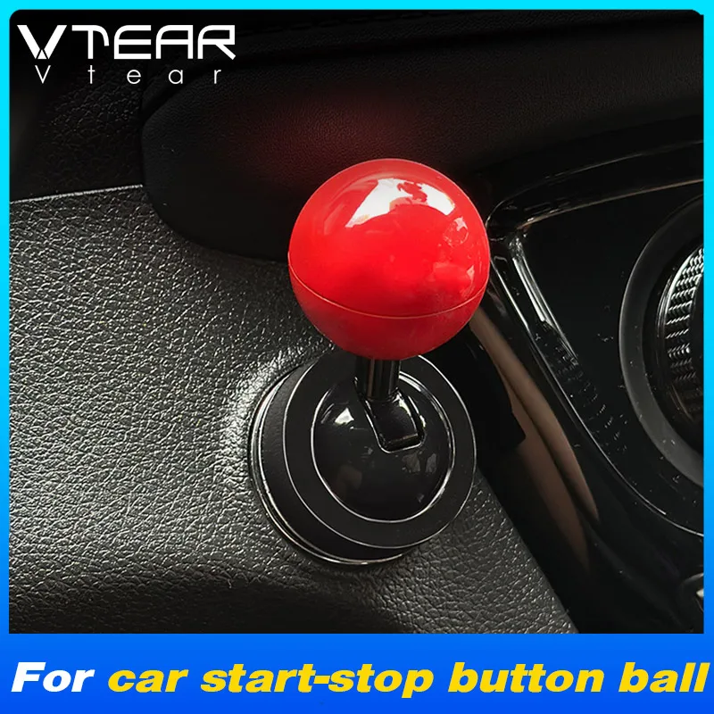 Vtear Universal Car Start Stop Button Cover Interior Metal Ball-Bar One Touch Rocker Sticker Decorative Modification Accessories