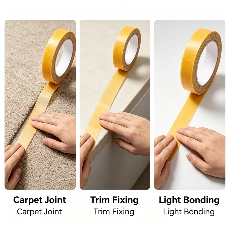 1-15 Rolls Super Traceless Carpet Adhesive Double Sided Cloth Base Tape Strong Fixation High Viscosity Waterproof Translucent