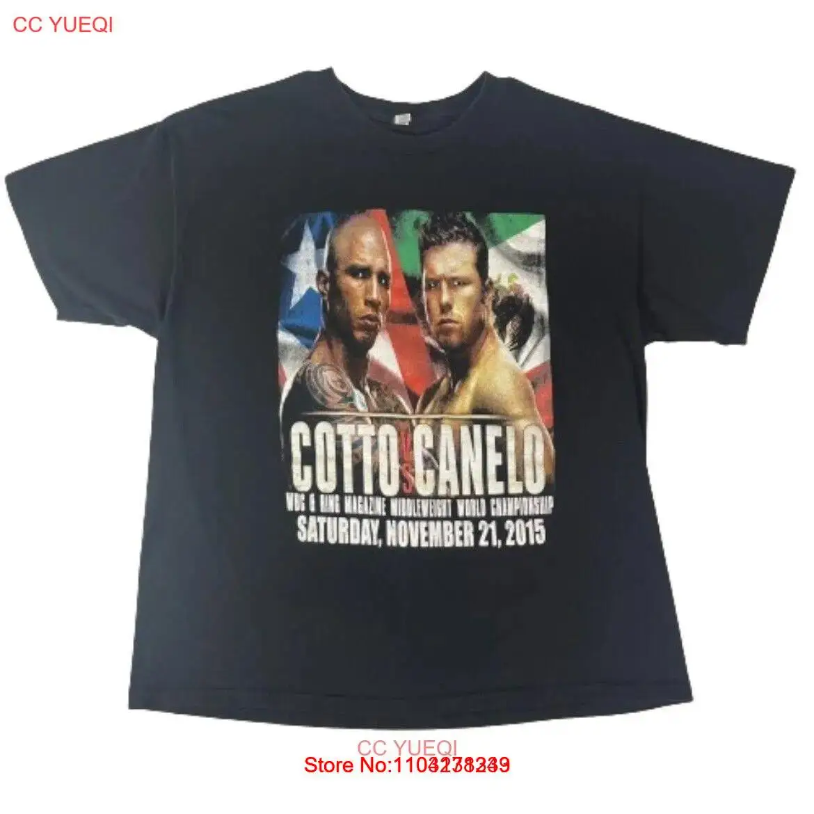 Canelo Alvarez Cotto 2015 L XL WBC Boxing Double Sided Black PPV T Shirt Clean