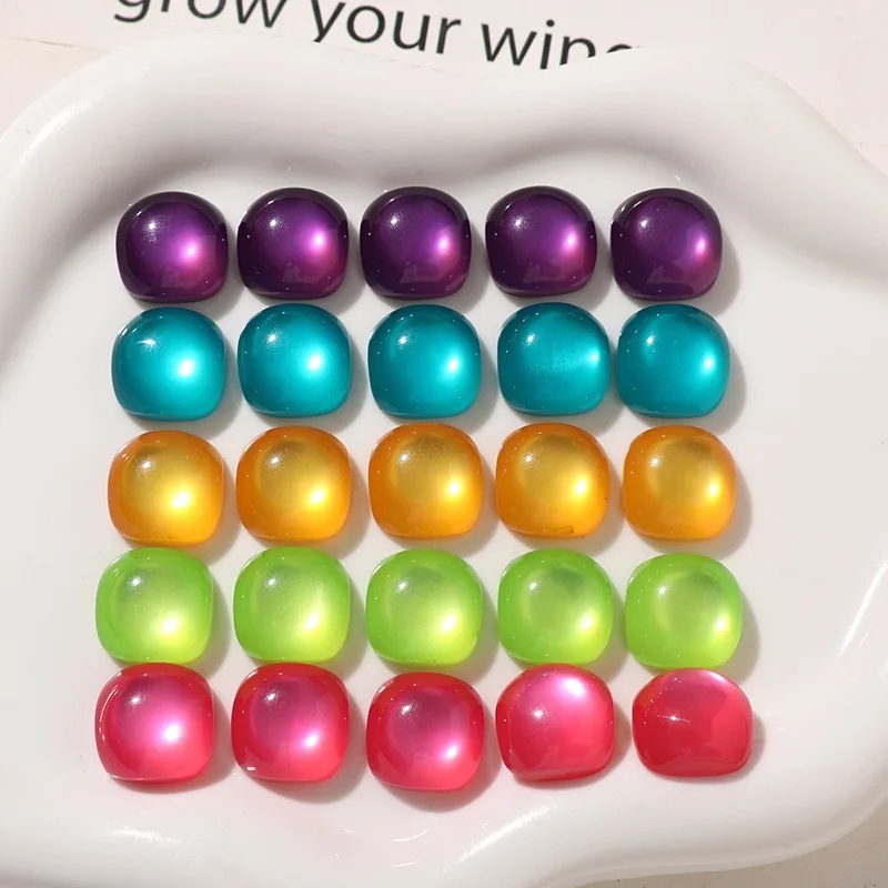 Wholesale 100pcs/lot 16mm color print geometry square shape resin cabochon beads diy jewelry garment hair accessory