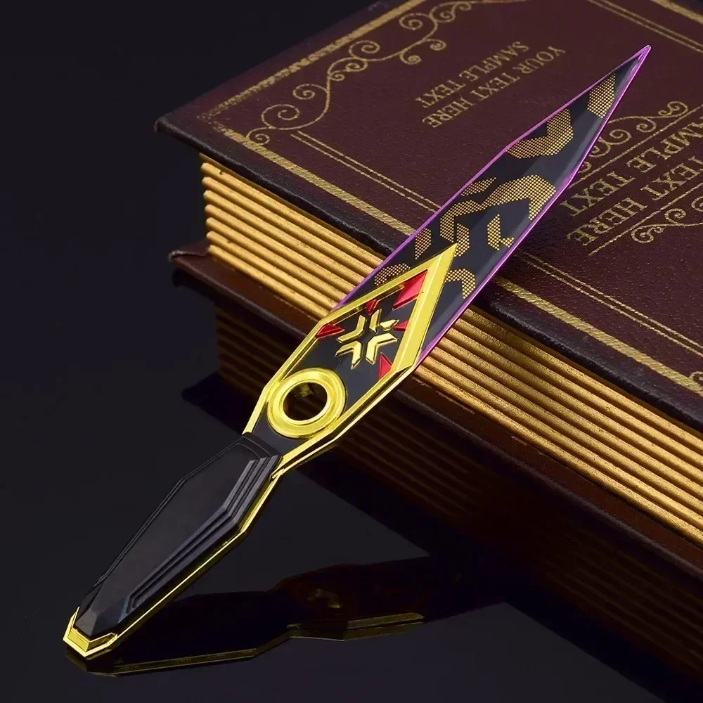 อาวุธดาบ valorant ขนาด22ซม. 2023 kunai รุ่นขอบสีม่วงหนังซามูไรโลหะอาวุธอาวุธของเล่นของขวัญอุปกรณ์ต่อพ่วง