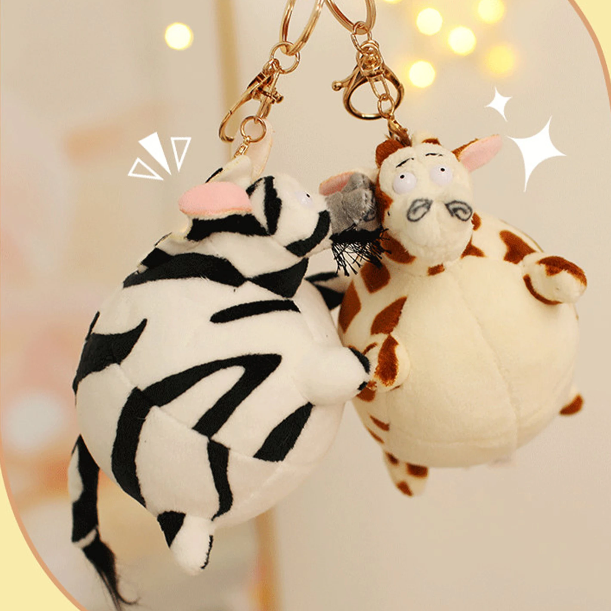 ぽっちゃり丸い動物ぬいぐるみキーホルダー羊カバシマウマユニコーン馬キリンソフト人形ぬいぐるみおもちゃバックパックチャーム誕生日プレゼント