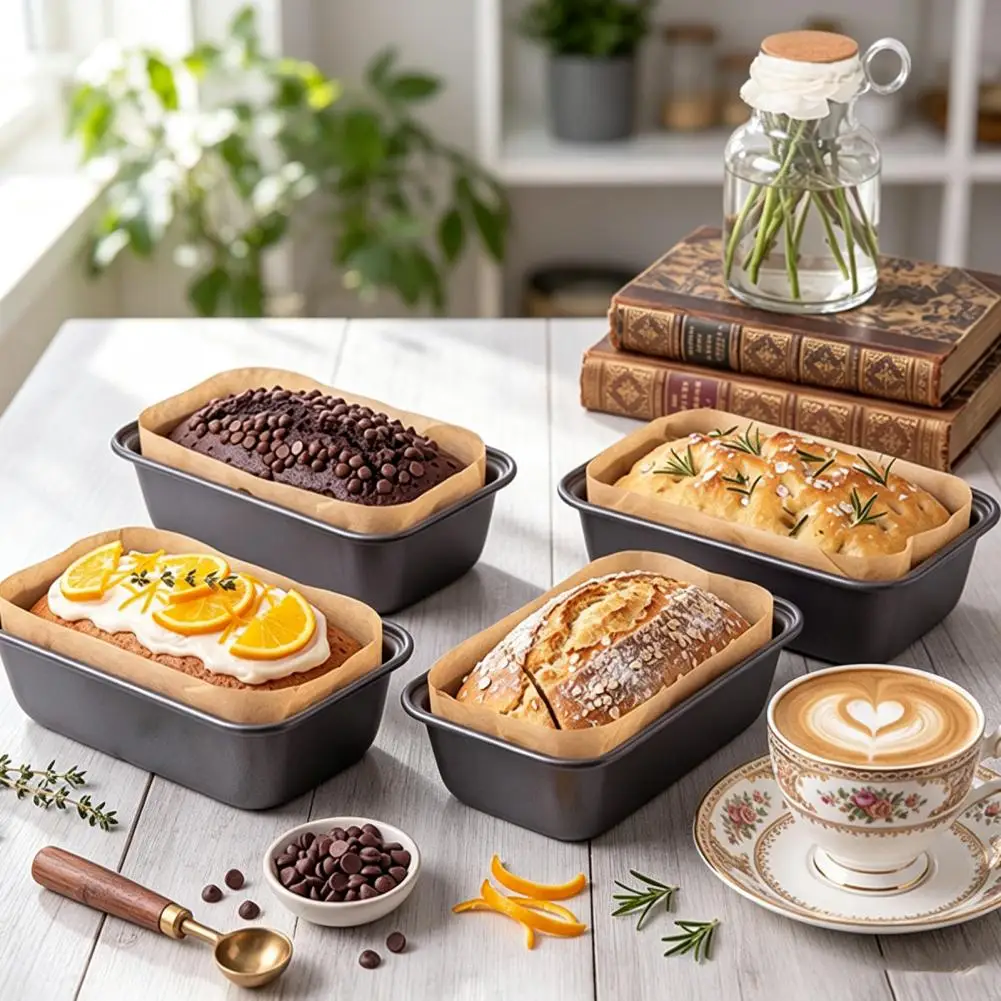 Professional Bread Mold for Oven Rectangle Loaf Baking Pans Set with Parchment Liners Nonstick Carbon for Toast for Kitchen