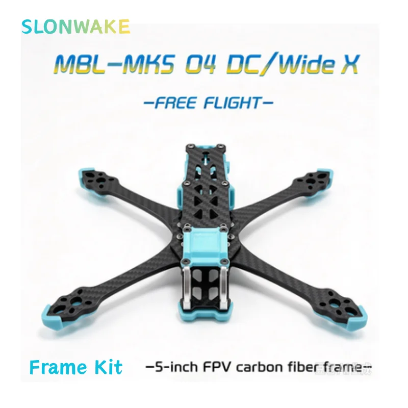 FREE FLIGHT MBL-MK5 O4 DC Wide X FPV Frame Kit, 5 Inch 3K Carbon Fiber Quadcopter Frame, 7075 Aluminum Side Plates, Assembly Req