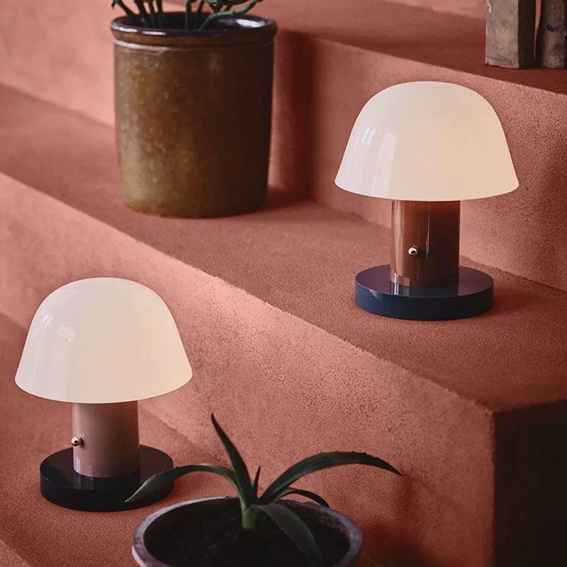 Mushroom Table Lamp Warm Color Night Light USB Rechargeable LED Touch Desk Light Piano Coating Surface Love Gift Lamp