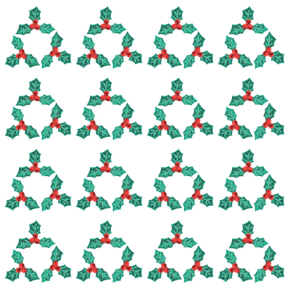 

200pcs Decorative Holly Leaves Patches Cloth Art Ornament Diy Christmas Tree Decor Party Supply Xmas Gift Box Accessory Red