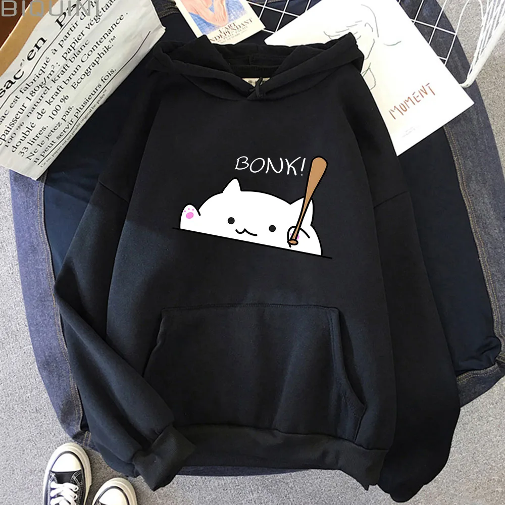 Bongo Cat Hoodies Kawaii Graphic Sweatshirts for Women Clothing Oversized Female Casual Long Sleeve Pullover Men\'s Y2k Clothes